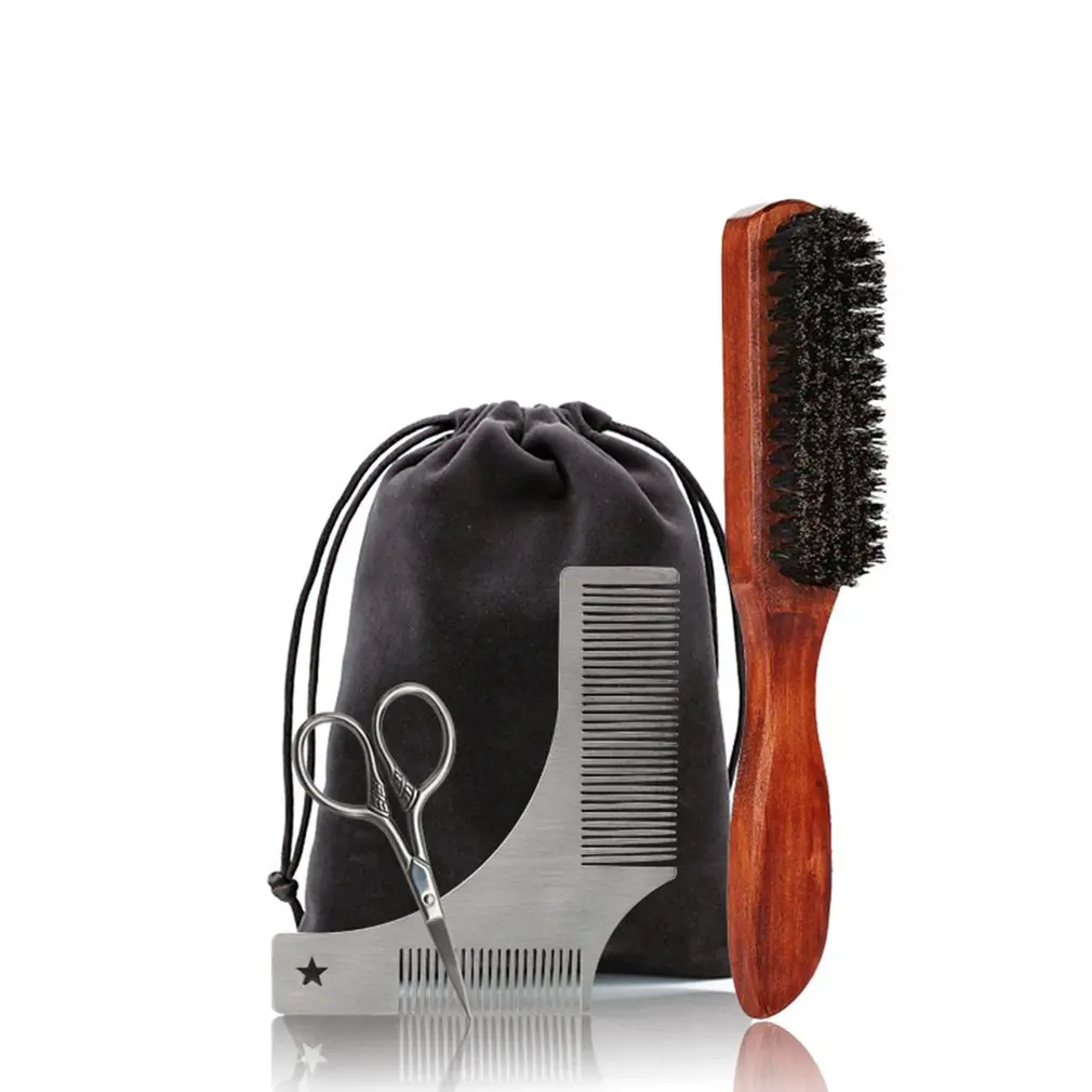 4 шт./компл. идеальный гребень для бороды набор мужчин трафарет ухода за лицом