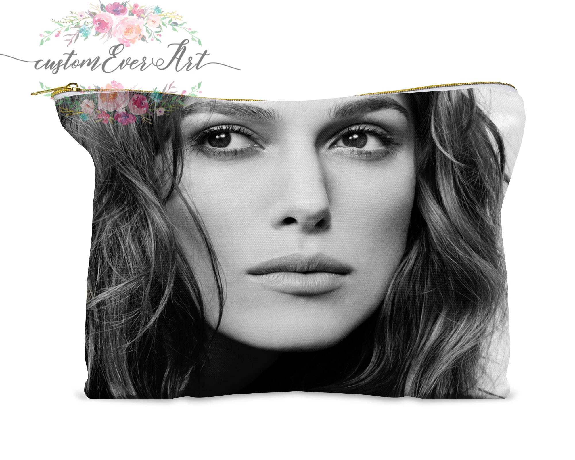 

Keira Knightley cosmetic bag personalized small makeup bag funny makeup organizer toiletry bag zipper pouch