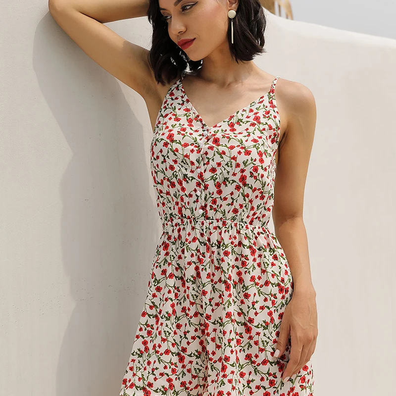 

summer streetwear new floral playsuits girl beachside wearing short holiday v-neck rompers elastic overalls