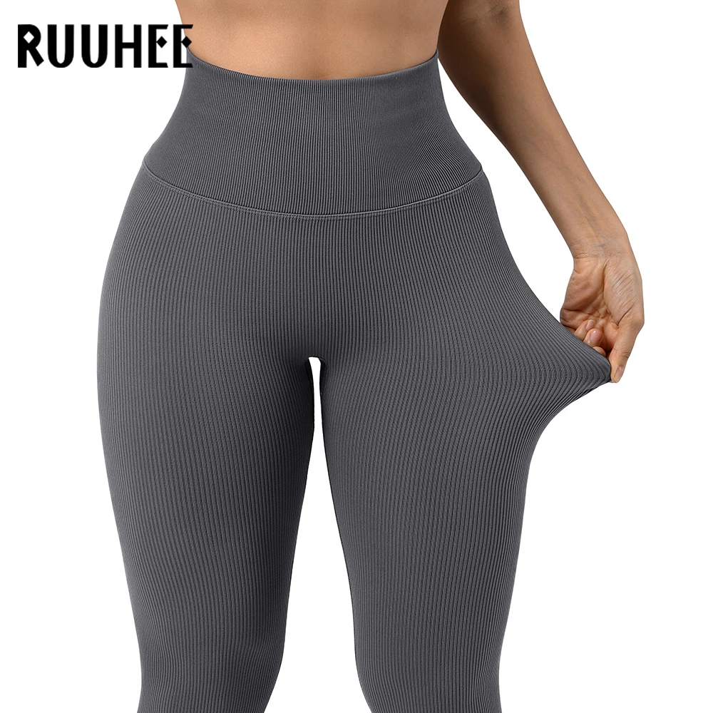 

RUUHEE High Waist Leggings Women Fitness Sportswear Push Up Running Sport Gym Tights Solid 2022 Workout Seamless Yoga Pants