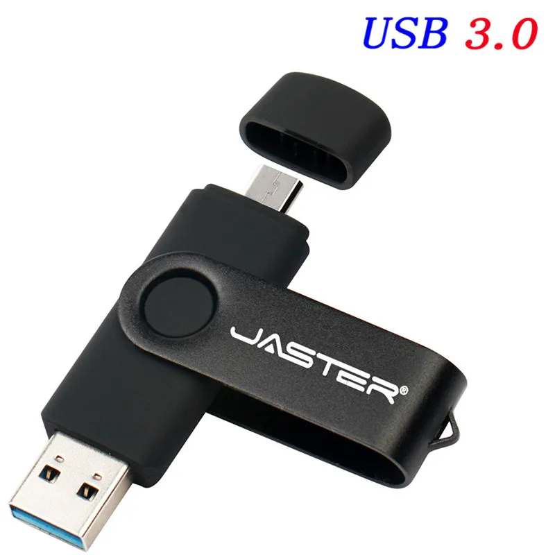 JASTER OTG USB флеш-накопитель 128 Гб 64 Гб высокоскоростная Usb флешка 3,0 флеш-накопитель 16 ГБ 32 ГБ карта памяти Флешка для Android Mobile - Цвет: Black