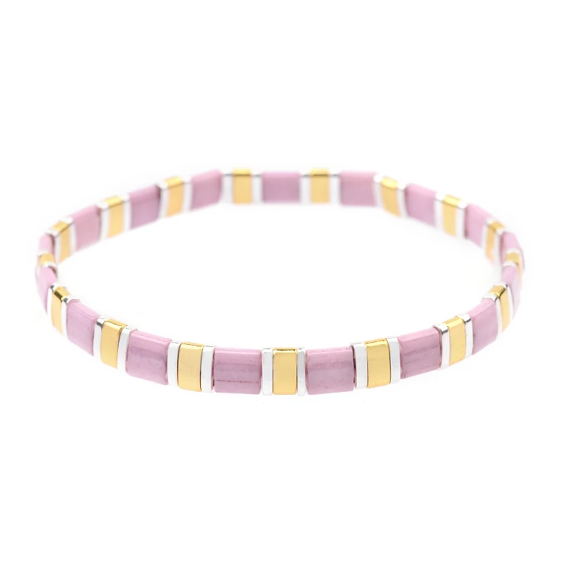 19-Light Purple 28 цветов, богемные браслеты Miyuki для женщин, модные массивные ювелирные изделия в стиле бохо, японские бусины Miyuki Delica Tila, эластичный браслет BC332 - Окраска металла: 19-Light Purple