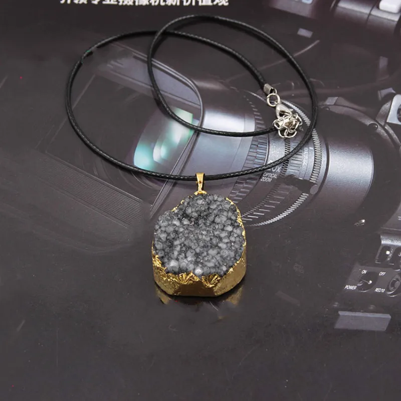Красочное ожерелье Drusy с друзой модные Асимметричные подвески из натурального