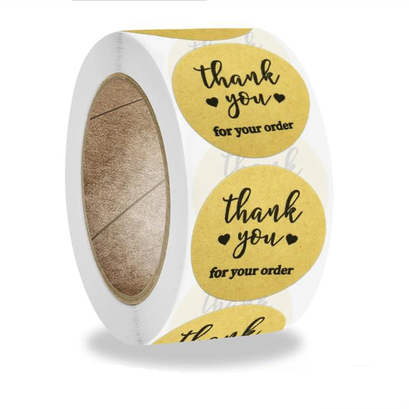 

50 500PCS Black Love Labels Thank You Sticker Sealing Kraft Paper Sticker Stationery & Office Supply Decoration Scrapbooking