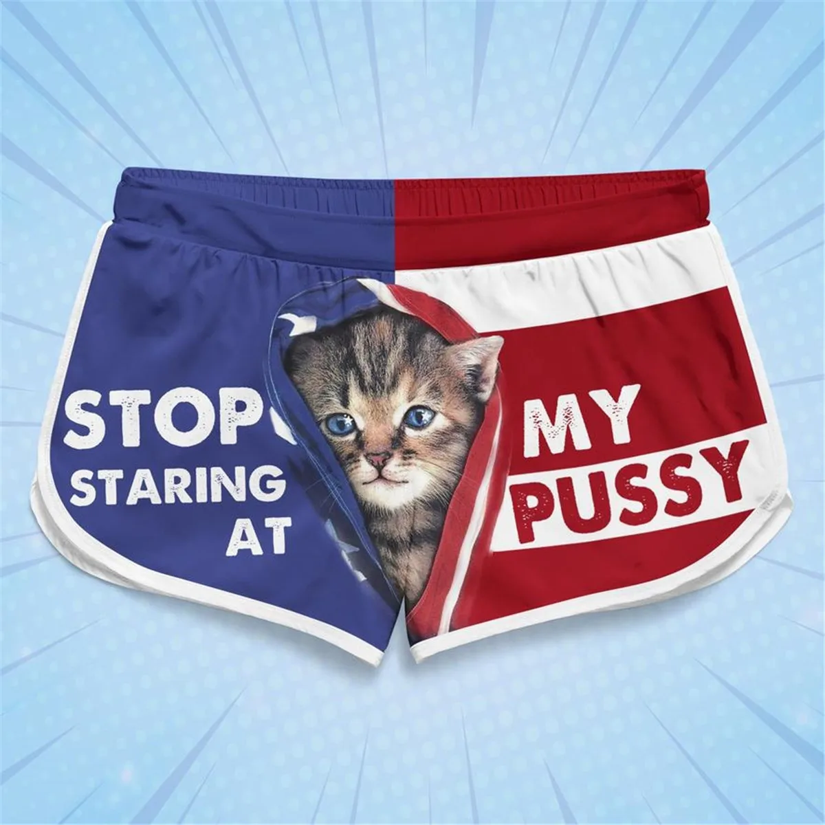 

PLstar Cosmos Summer Casual Shorts Stop Staring At My Pussy 3D Printed Trousers Girl For Women Shorts Beach Shorts