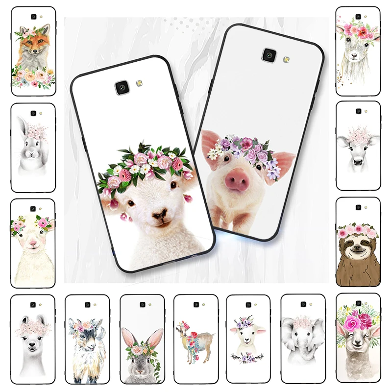 

Baby Animal Raccoon Fox Sheep Flower Phone Case For Samsung J7 Pro J7Prime J5 Prime J2 J4 J6 Plus A10 A20 A30 A40 A7 A30S A9