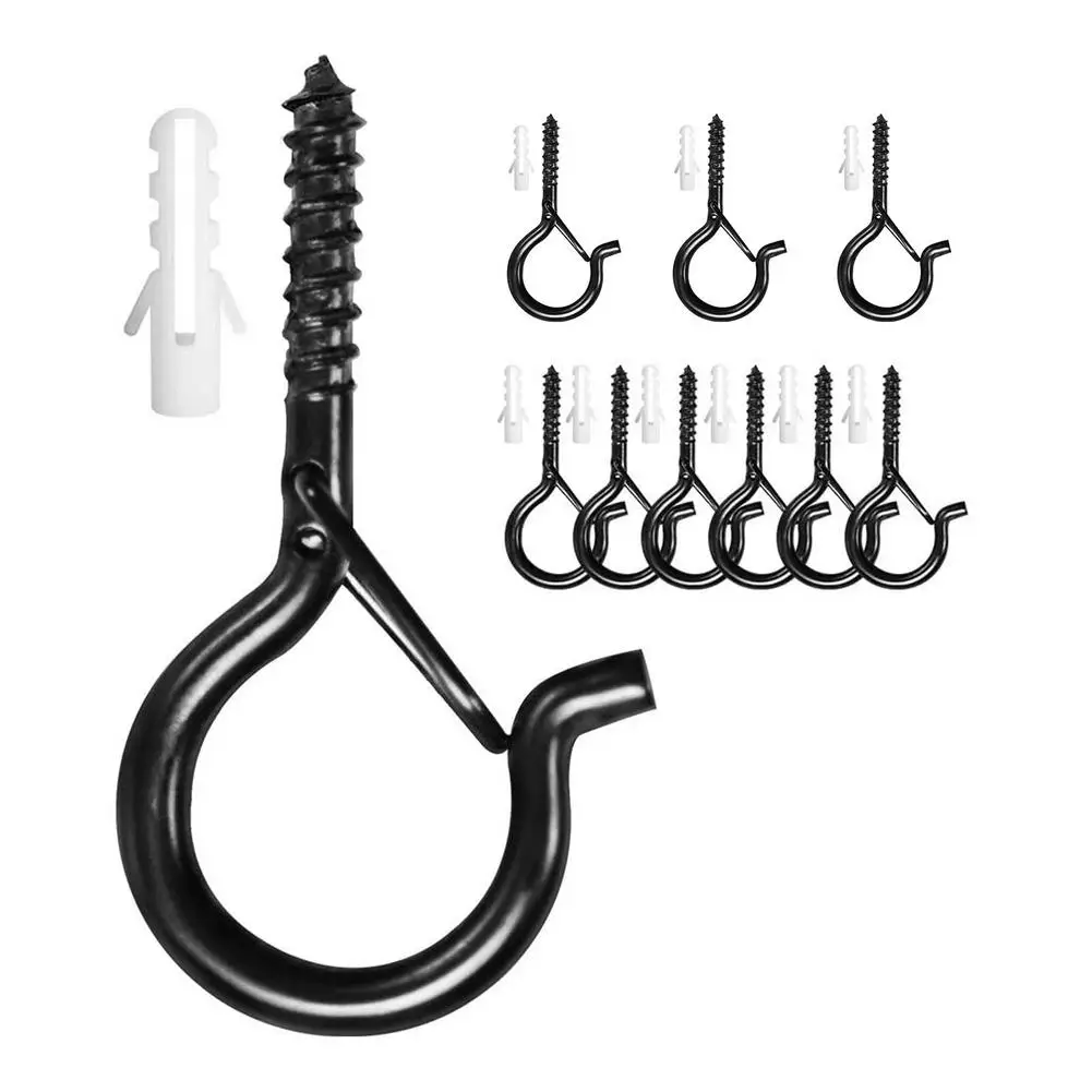

10pcs/set Small Black Metal Hooks Coat Wall Hangers Screws Curved Buckle Zinc Alloy Door Wall Hooks