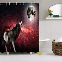 wolf shower curtain wild animals winter snow forest natural scenery bathroom waterproof curtains home decor washable