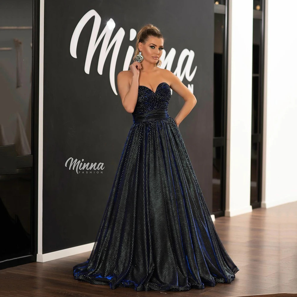 

UZN Elegant Black A-Line Beading Sequined Prom Dress Sweetheart Sleeveless Evening Dress Lace-Up Party Dress 2022 Robe de bal