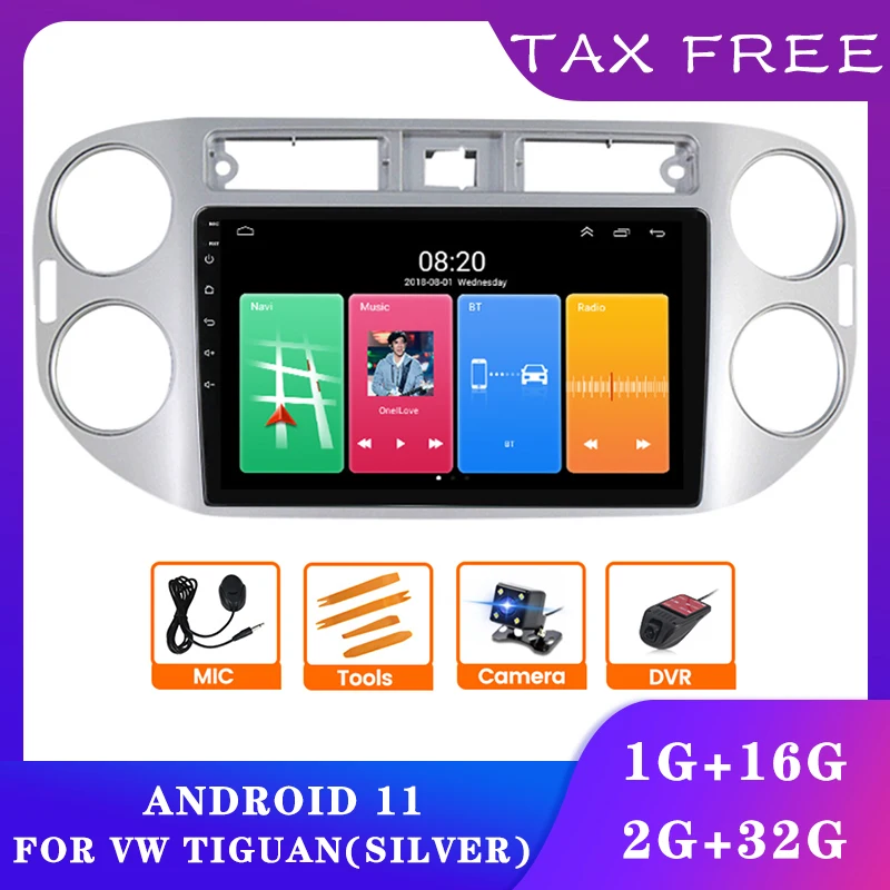 Автомобильный стереоприемник для VW Tiguan silver 2 Din Android радио Carplayer MP5 мультимедийный