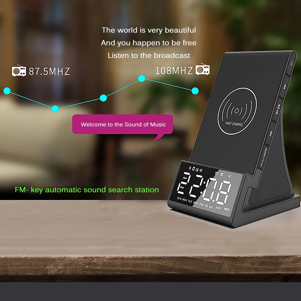 Bluetooth Колонка со светодиодным будильником беспроводная док станция с подставкой