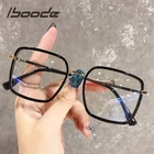 Iboode квадратные очки с защитой от синего света, плоская оправа, женские и мужские черные прозрачные линзы, очки с винтажными линзами для близорукости