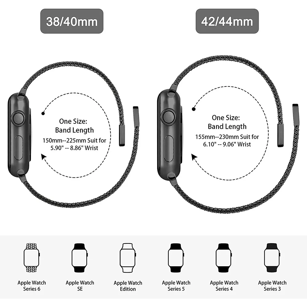 Ремешок из нержавеющей стали для Apple Watch Band 38 40 мм 42 44 спортивный браслет с