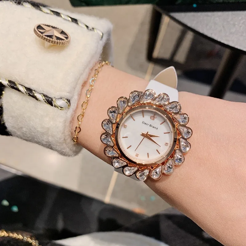 Топ Мода гирлянда рамка Кристаллы часы для женщин капли воды Циркон Кристалл