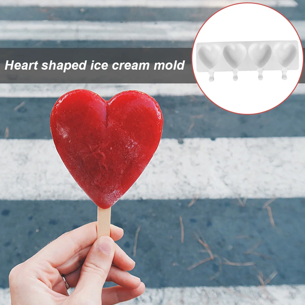 

Ice Cream Mold Heart Shape Silicone Popsicle Form Maker Ice Lolly Moulds Ice Cube Tray for Party Bar Decoration