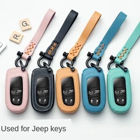 for jeep grand cherokee chrysler 300c renegade compass dodge for chrysler 200 300 leather car smart key case cover keychain