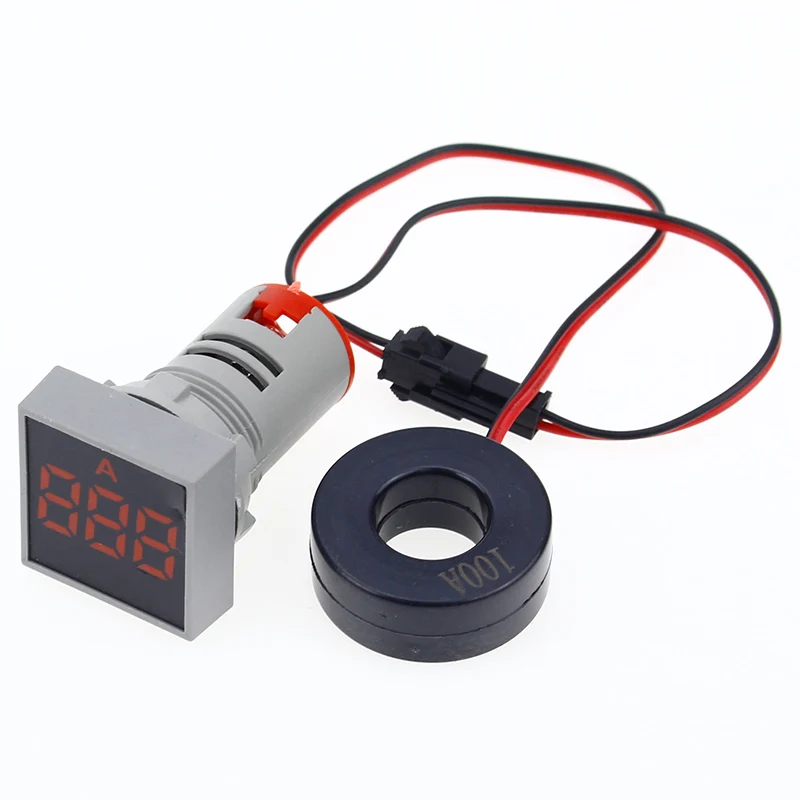 Red Current Meters 22 мм 0-100A цифровой амперметр измеритель тока/измерители напряжения индикатор светодиодная лампа квадратный сигнальный светильник - Цвет: Red Current Meters