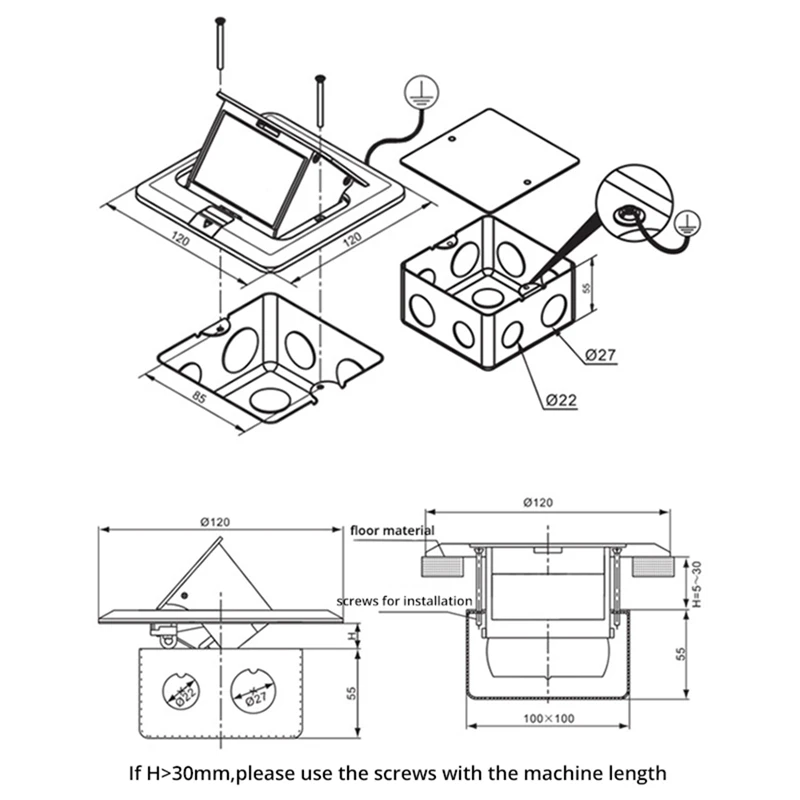120 Тип Алюминиевая Серебряная панель стандарт США напольная розетка