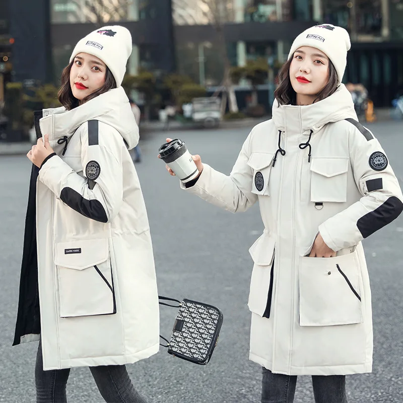 Женская парка с капюшоном хлопковое пальто средней длины плотное зимнее женское