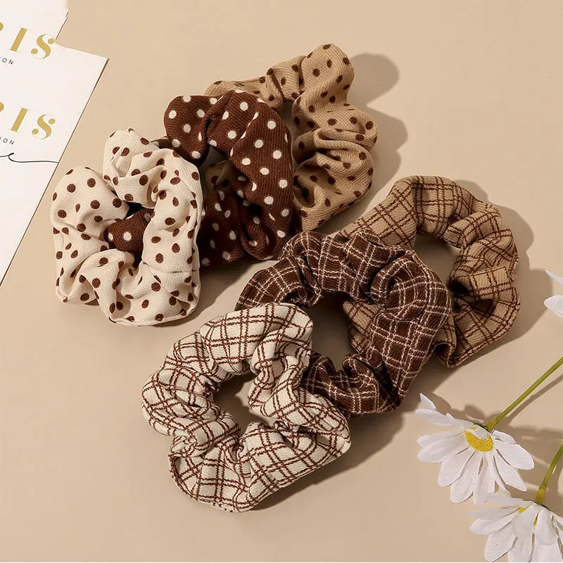 

Corduroy Scrunchie Autumn Winter Polka Dot Print Fabric Scrunchies Elastic Hair Rubber Bands Fashion Ponytail Holder Headwear