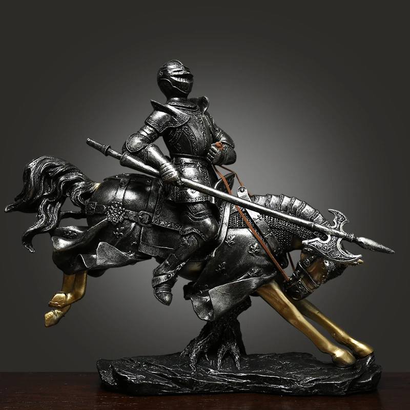 

European Retro Wolf Art Sculpture decoration Resin Mechanical warhorse Crafts Premium gifts living home decoration accessories
