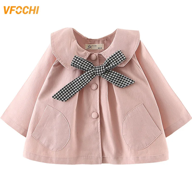 

VFOCHI 2021, детский Тренч, пальто, ветровка, модная розовая куртка, детская одежда, осенняя верхняя одежда для маленьких девочек, Тренч