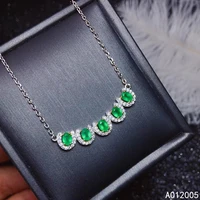 kjjeaxcmy fine jewelry 925 sterling silver inlaid natural emerald female new pendant necklace exquisite support test popular