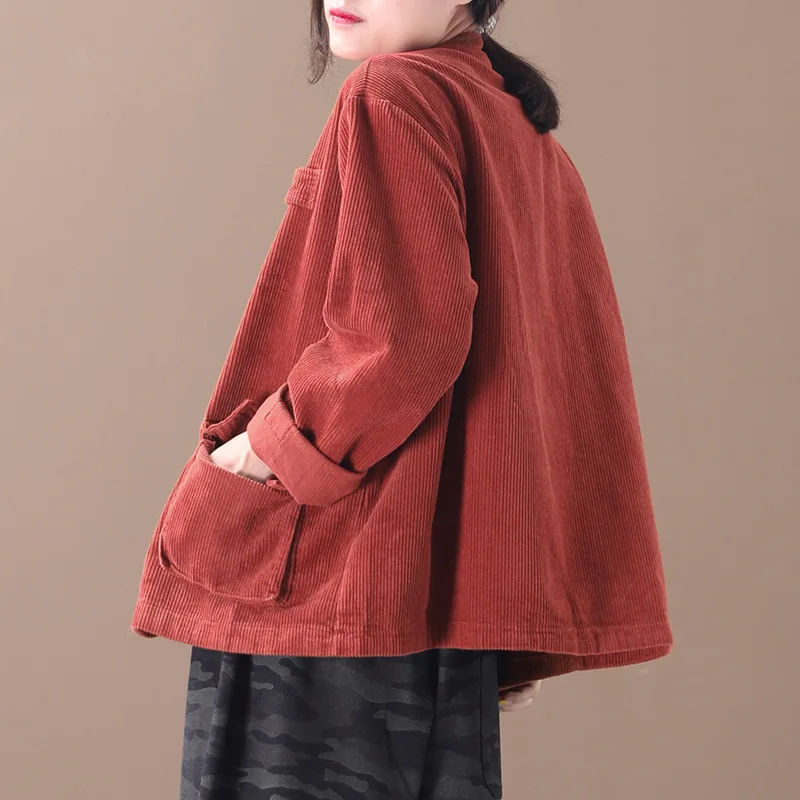 Осень 2019 женские повседневные однобортные вельветовые однотонные свободные