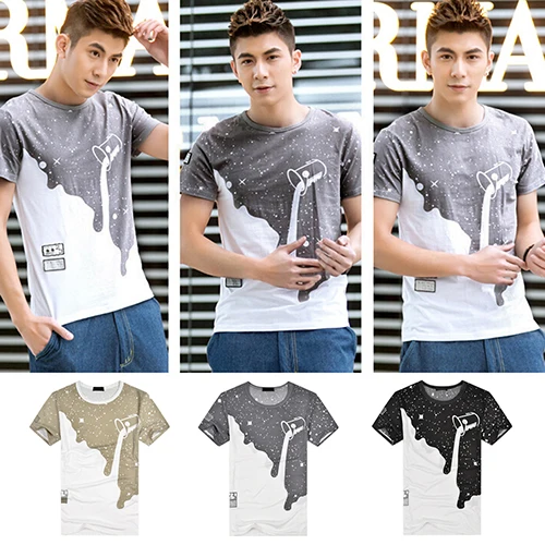 2020 Мужская модная летняя футболка с принтом молочного цвета короткий рукав