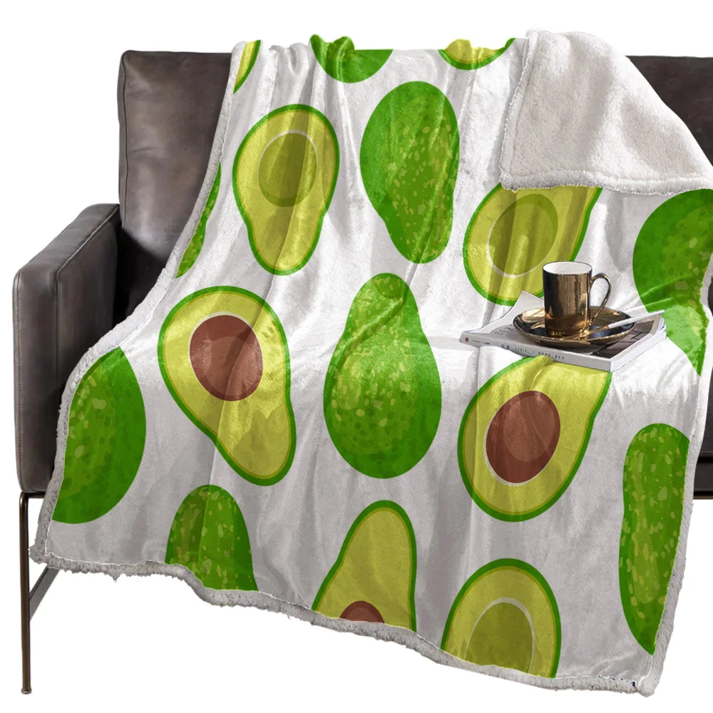 Зеленое желтое Флисовое одеяло с рисунком авокадо для детей мягкое плюшевое | Дом