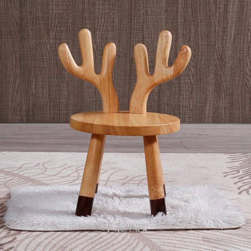 solid wood children's dining stool deer fashion creative small animal cute chair kindergarten |