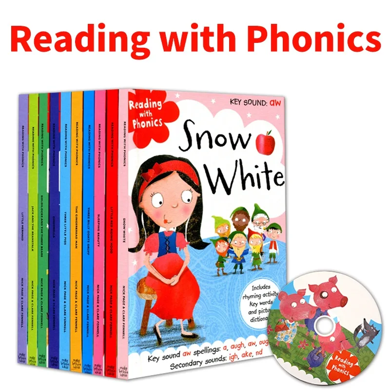 

10 шт. чтение с фоникой сказка английская книга с изображением маленький красный капюшон Раннее Обучение Когнитивная искусственная кожа