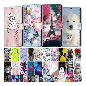 kids etui card holder wallet flip case for xiaomi redmi note 9 9s 9t 9 pro 9a flower cat butterfly pattern phone book cover free global shipping