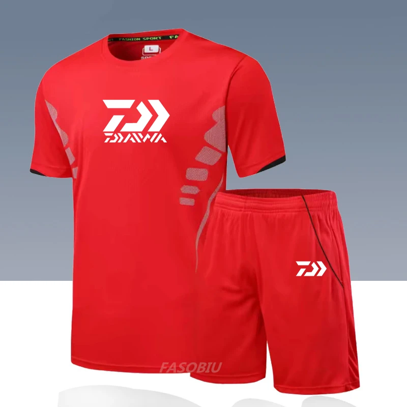 

DAIWA Summer Sportswear Men's Sports Fishing Suits Casual Men's Running 2 Piece Suit Men's Quick-drying Fishing T-shirt Shorts