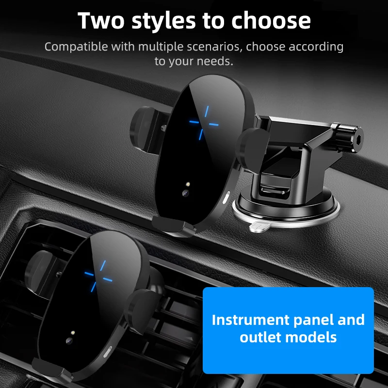 

15W Automatic Clamping Car phone holder qi wireless charger for iPhone 12 X XR Samsung S10 S9 S8 with QC 3.0 car