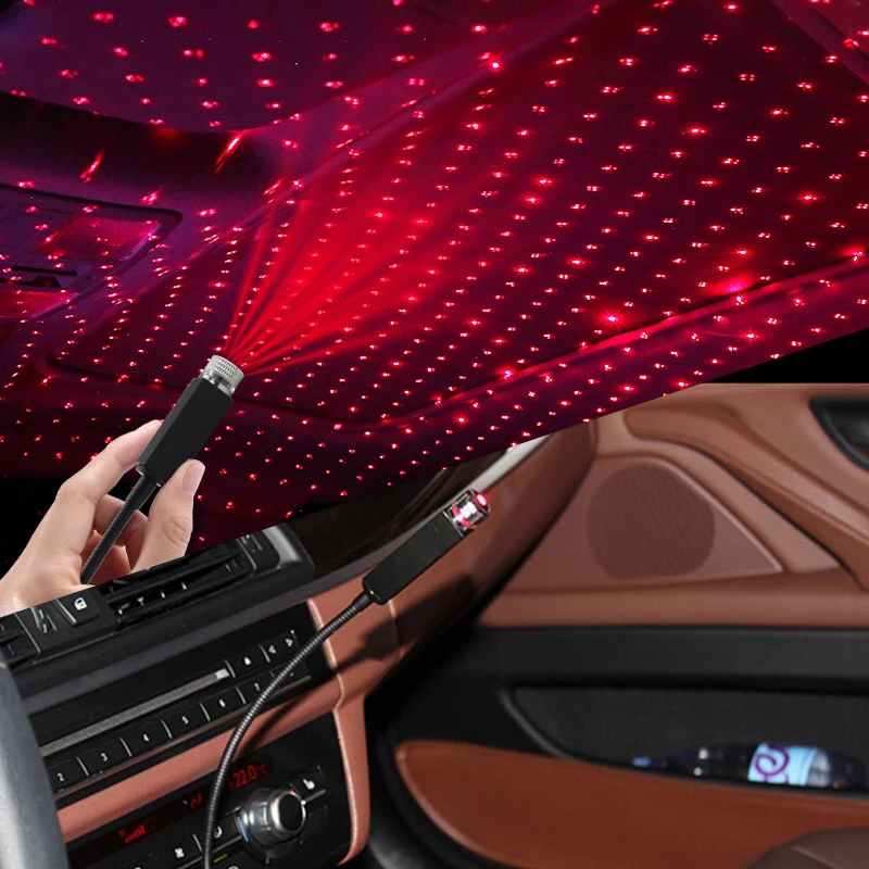 Автомобильный USB светодиодный проектор атмосферная крыша автомобиля Звездный