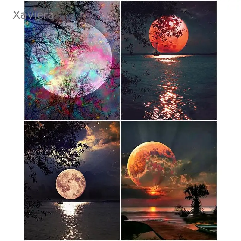 

5D Diamond Embroidery Lakeside Dream Moon Full Diamond Painting Rhinestone Cross Stitch Kit Home Decoration Handmade Products