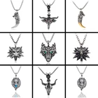 Винтажное ожерелье с подвеской в виде головы волка и викингов, с зелеными кристаллами, оригинальные ожерелья с животными для женщин и мужчин, модные украшения