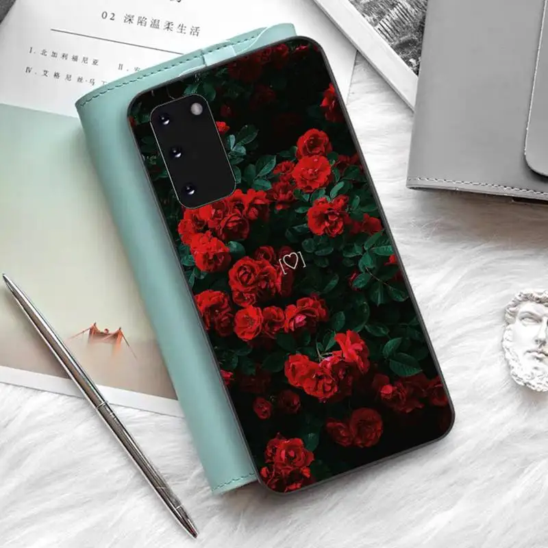 

Bright Red Rose Flowers Phone Case for Samsung S 5 6 7edge 8 9 10 20 21 plus lite UlTRA case