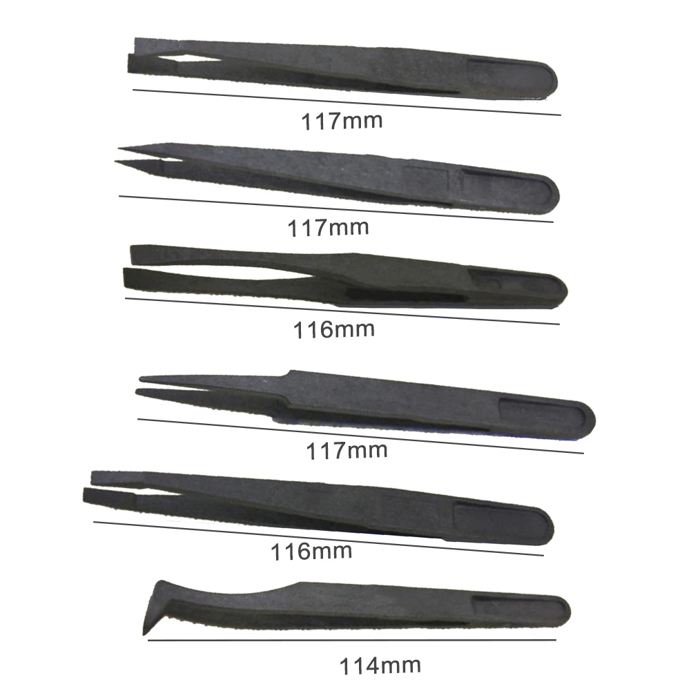 6 шт. антистатические пластиковые пинцеты PPS Цель Набор прецизионных пинцетов