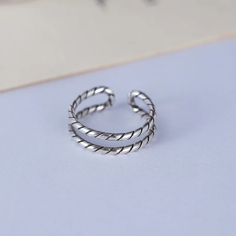 Корейская мода изысканная двойная линия открытия тайского серебра и винтажное