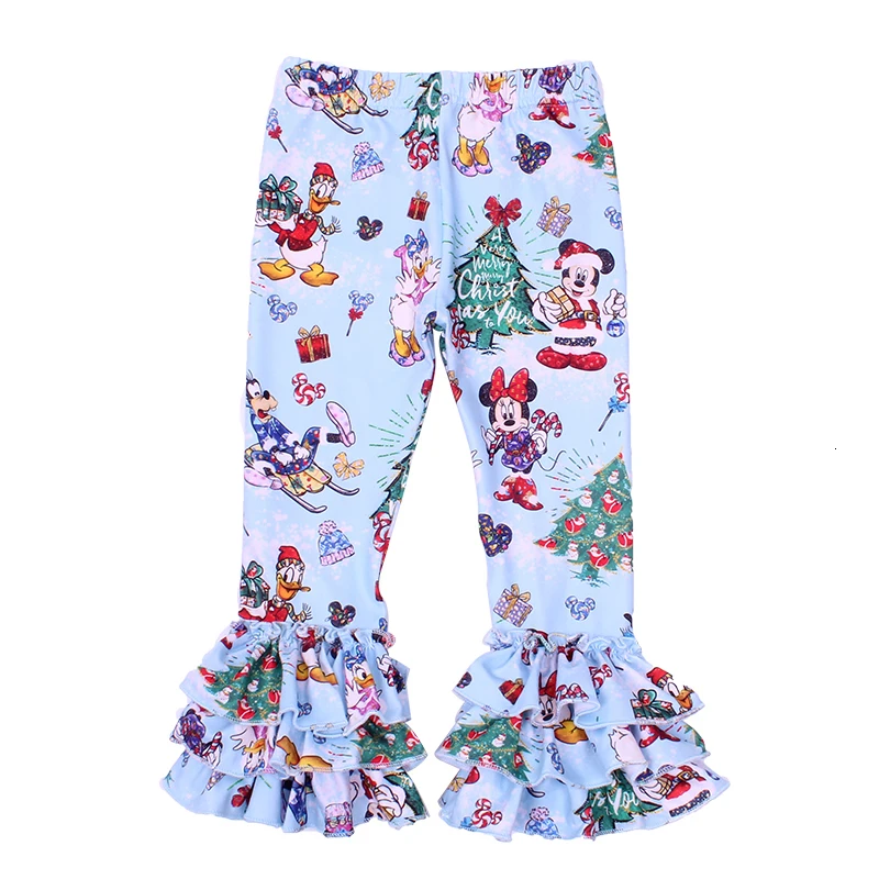 Новинка 2019 года рождественские леггинсы для маленьких девочек брюки с оборками