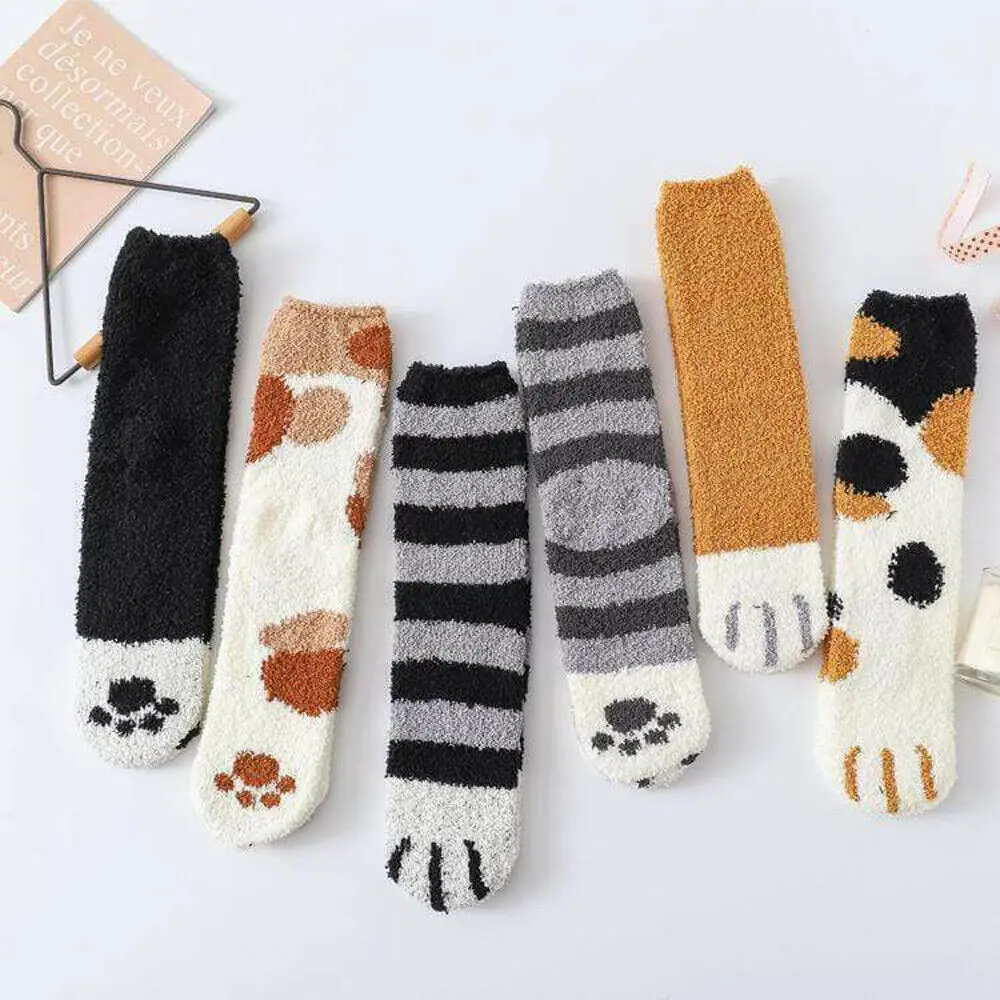 

Fluffy Warm Slipper Sock Women Socks Cute Cat Paws Thick Winter Warm Sleeping Floor Socks No-Slipper Soft Sock