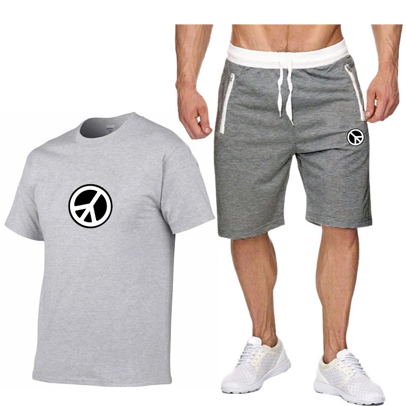 

Men's Casual Tracksuit Summer Clothes Sportswear Two Piece Set T Shirt Brand Track Clothing Male Sweatsuit Sports Suits