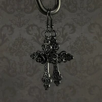 gothic punk black rose cross pendant dangle earrings gift for women best friends new fashion jewelry wholesale