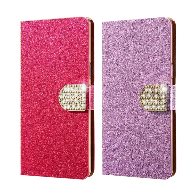 Glitter Capa Para Telemovel Cubot P40 Phone Case Leather Flip Cover on Carcasa Cubot P40 Mujer Stand Libro Case With Card Pocket