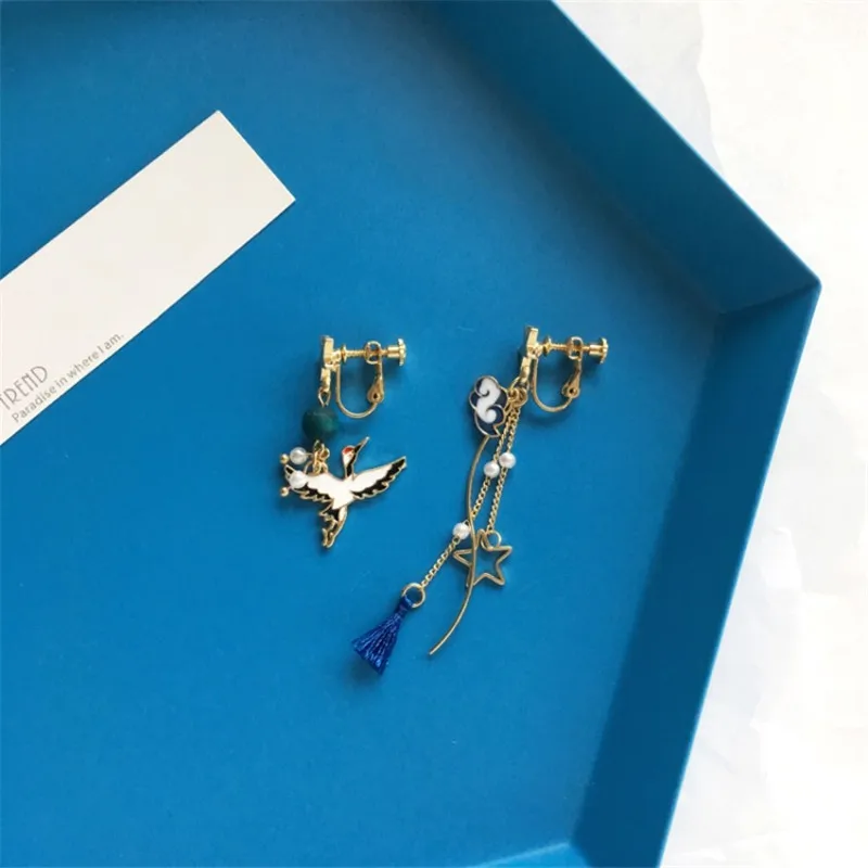 Женские асимметричные серьги-подвески в японском стиле | Украшения и аксессуары