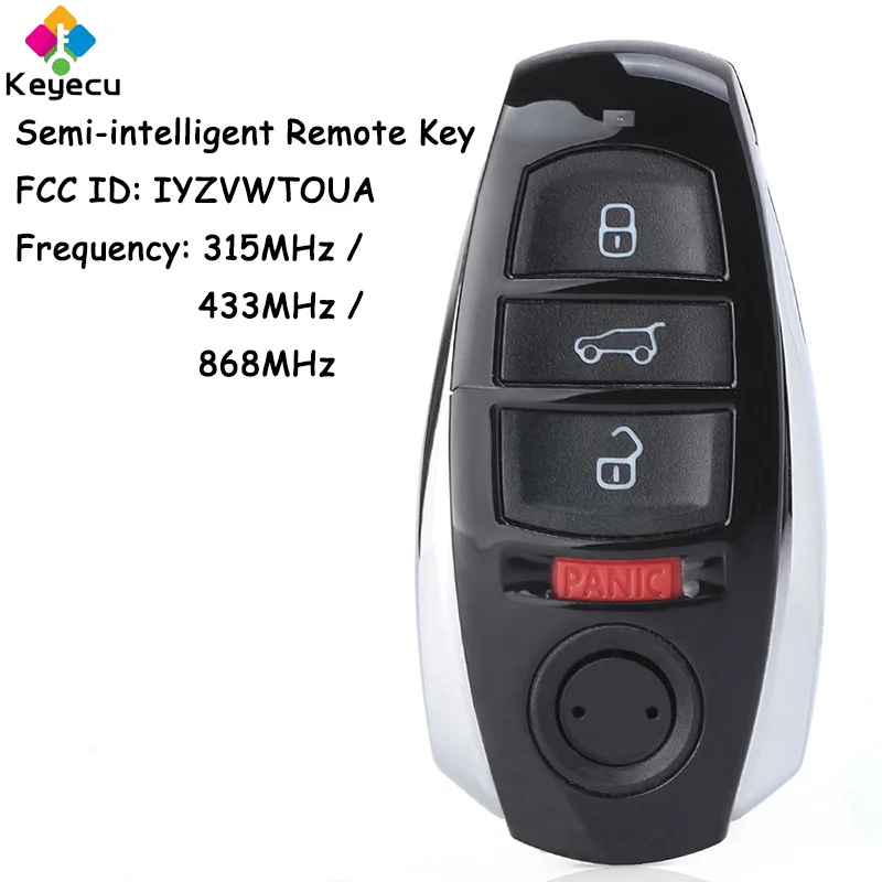 

KEYECU Semi-intelligent Remote Control Car Key With 4 Buttons for Volkswagen Touareg 2011 2012 2013 2014 2015 2016 Fob IYZVWTOUA