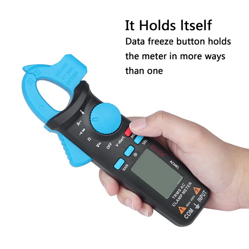 Mini Digital Clamp Meters BSIDE ACM Series True RMS DC AC Current Voltage Ohm Temp Capacitance Hz NCV Tester Ammeter Multimeter |
