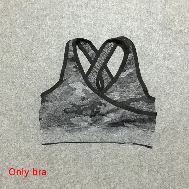 Black Bra 3 шт., камуфляжный бесшовный комплект для йоги, леггинсы с высокой талией, спортивный бюстгальтер с длинным рукавом, укороченный Топ для женщин, одежда для бега, спортивный костюм для фитнеса - Цвет: Black Bra